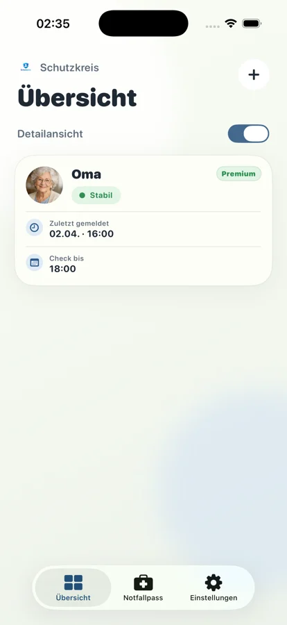 Begleiter-Übersicht im stabilen Alltag